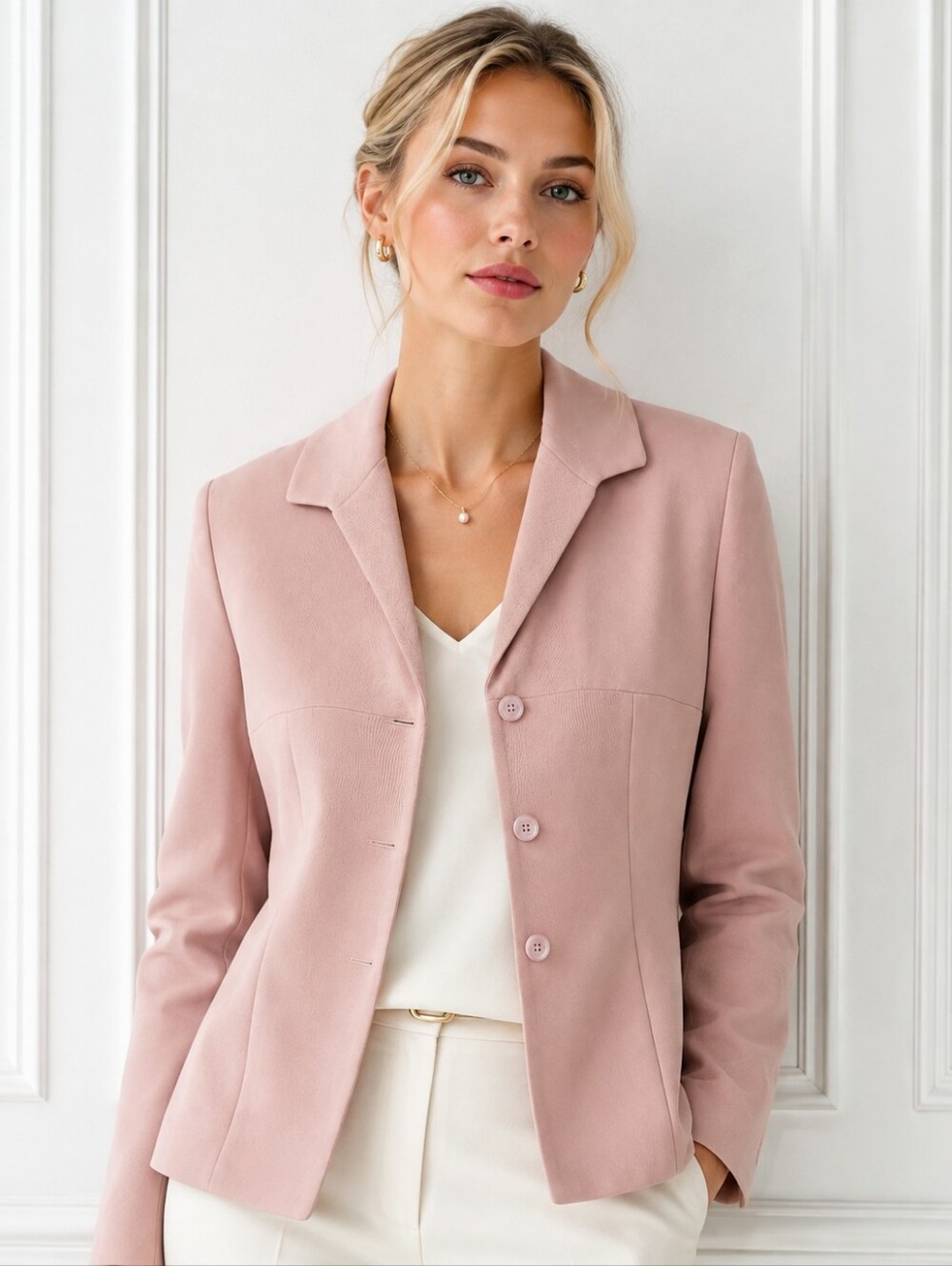 Rena Rowan Blush Pink Tailored Blazer Size 14 | Career Office Quiet Luxury - Picture 1 of 8